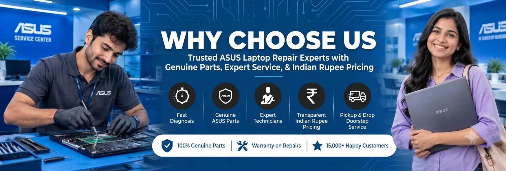 Asus laptop repair technicians at our Mumbai service center